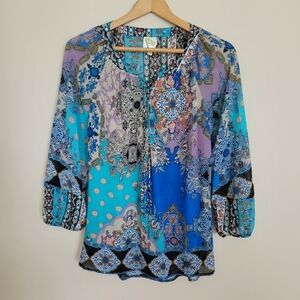 Fig and Flower Multi Colored Tunic Blouse